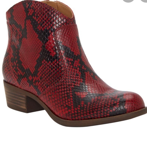 Lucky Brand Shoes - NEW Lucky Brand Belia Leather Bootie Red Slither